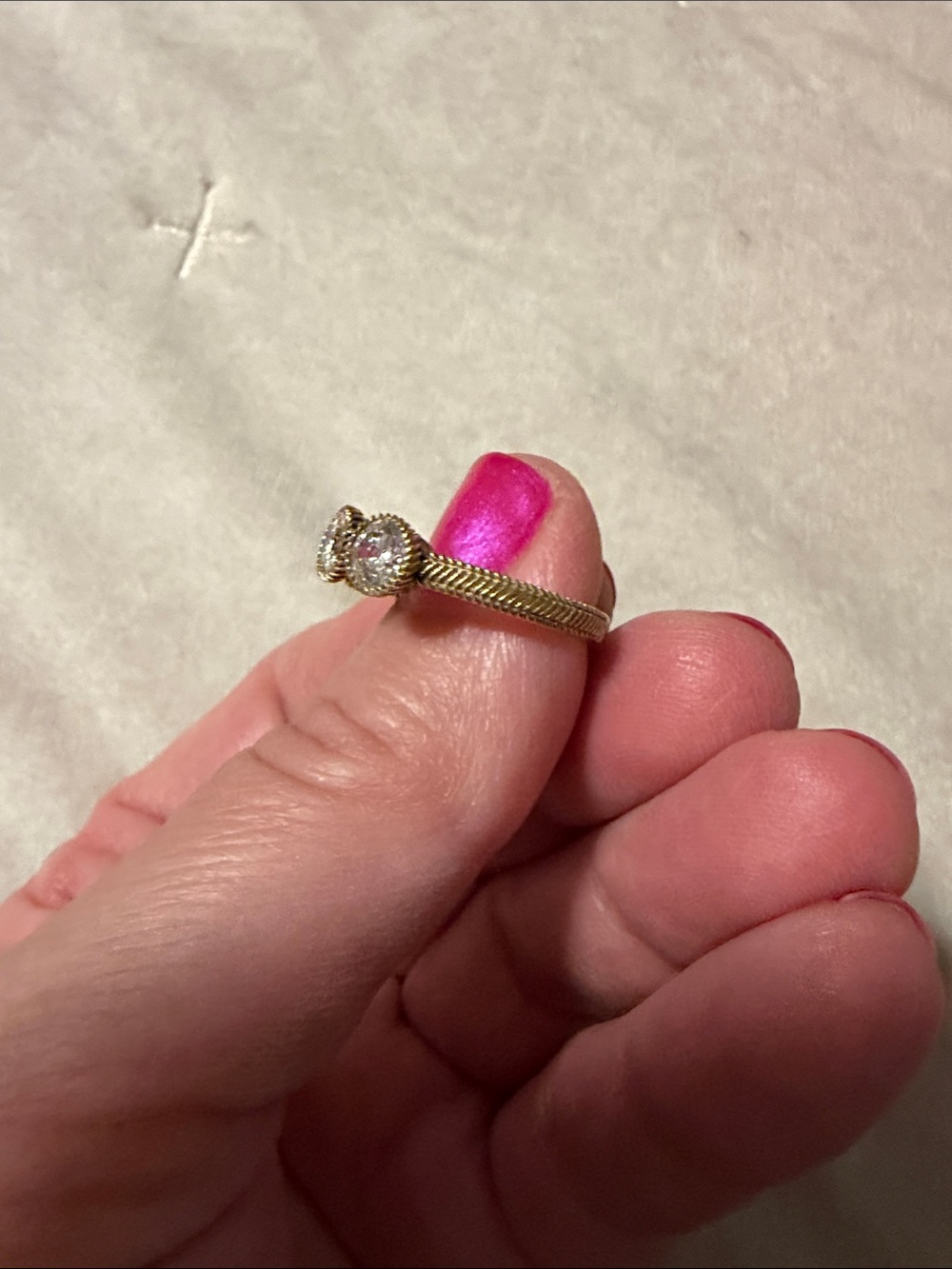 Judith Ripka 925 Sterling dipped in Gold Ring with CZ Gemstones - Picture 9 of 11
